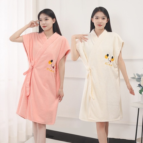 Bath Towel  New Style Full Cotton Pure Cotton Home Bath Robe For Women Autumn Winter Adult Wearable Wrap Bath Quick Dry Pajama Robe
