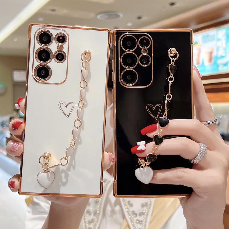Suitable for Samsung S23U Electroplated Love Heart Bracelet Mobile Phone Case Galaxya54/S22U/S21 Protective Cover Soft Case Suitable for Samsung S23U Electroplated Love Heart Bracelet Mobile Phone Case Galaxya54/S22U/S21 Protective Cover Soft Case