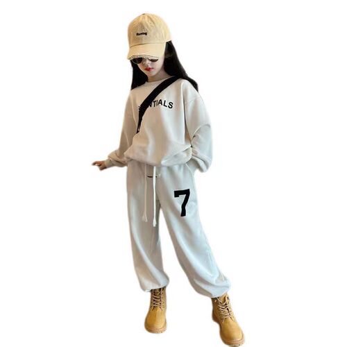Autumn girls' suits, spring and autumn, medium and large children's long-sleeved sweatshirts, casual pants, female students' sportswear, two-piece suits