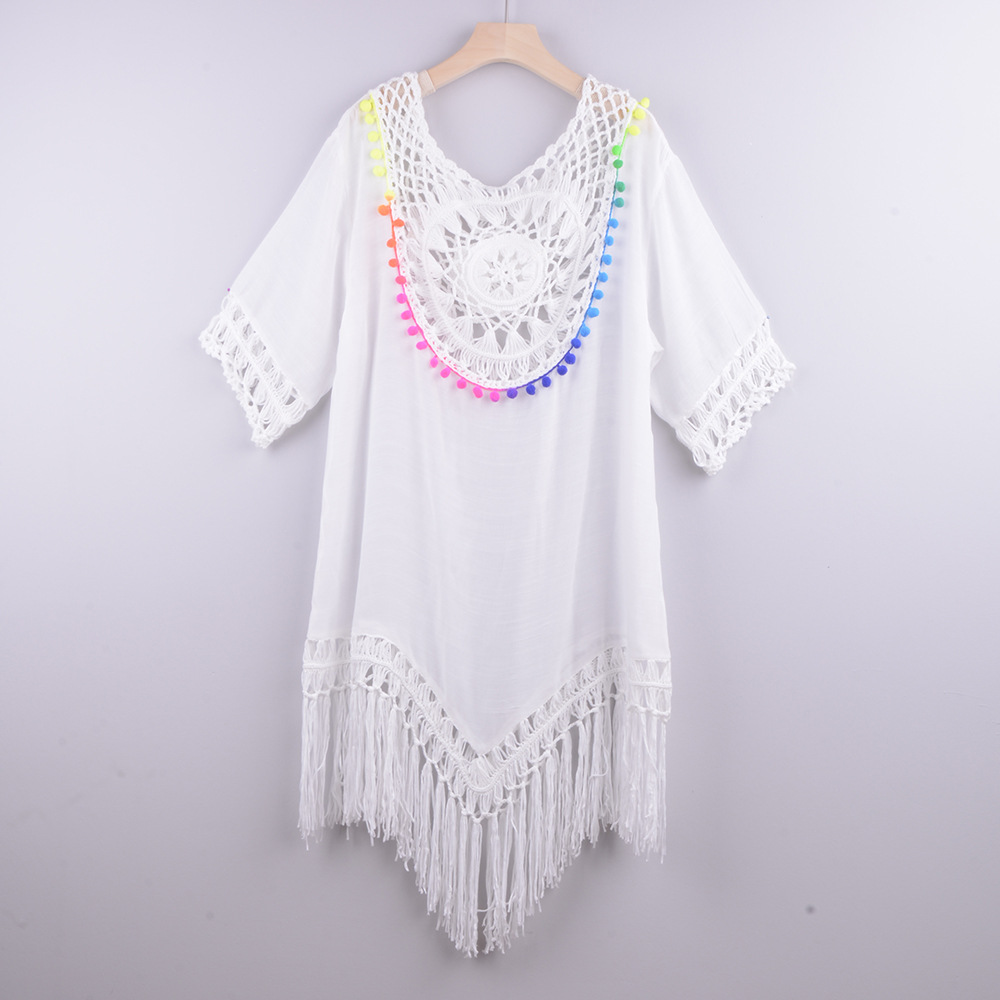 Loose Hollow Tassel Beach Sunscreen Smock Dress NSYZT95204