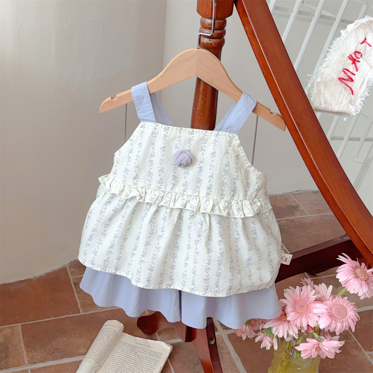 Youhe verano nuevo traje infantil dulce y lindo vestido de tirantes falda de pastel ligera de dos piezas