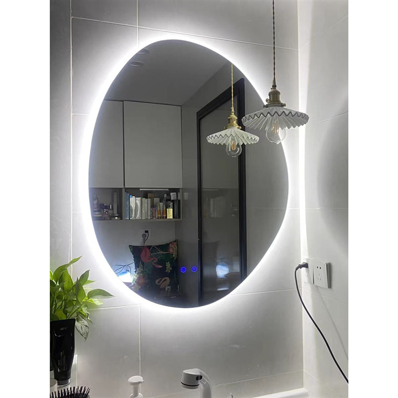 Espejo de forma irregular inodoro espejo inteligente espejo de vestir tipo pared inodoro led espejo de lámpara espejo de arte