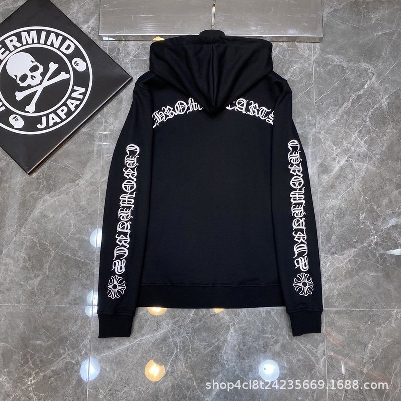 24SS Crow 正しいバージョン馬蹄パターンサンスクリット古典フード付きスウェットシャツ男性と女性のための同じスタイルのジッパースウェットシャツ卸売|undefined