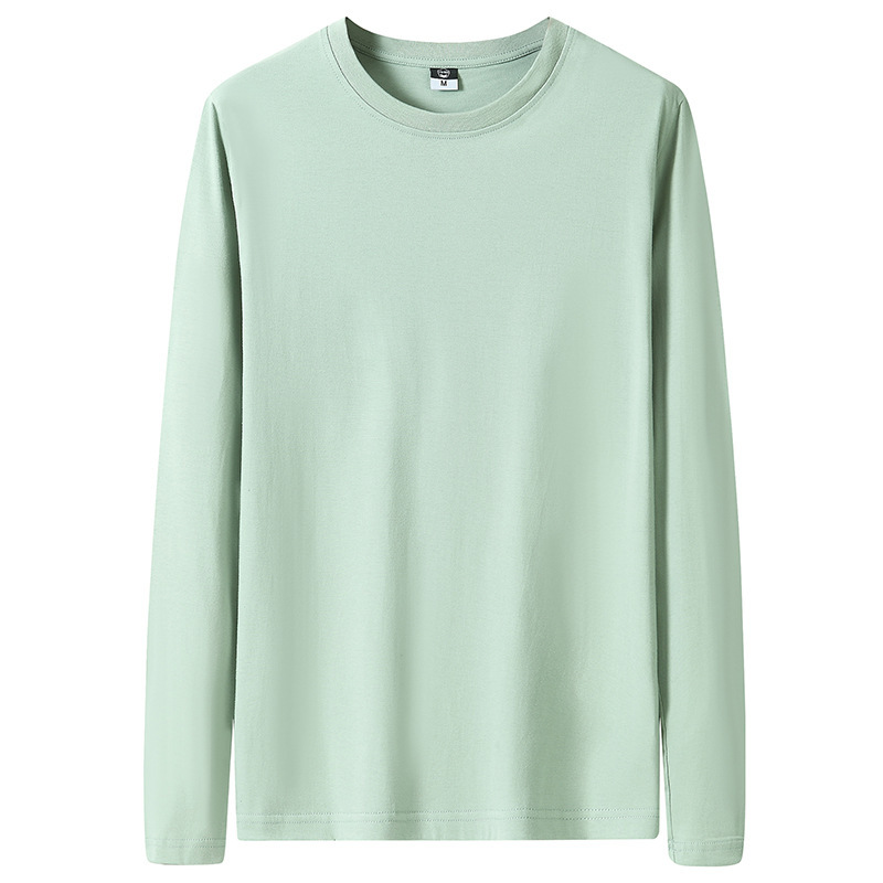 220g pure cotton men's long sleeve T-shirt spring and autumn trend loose pure white sweater base shirt autumn men's clothing