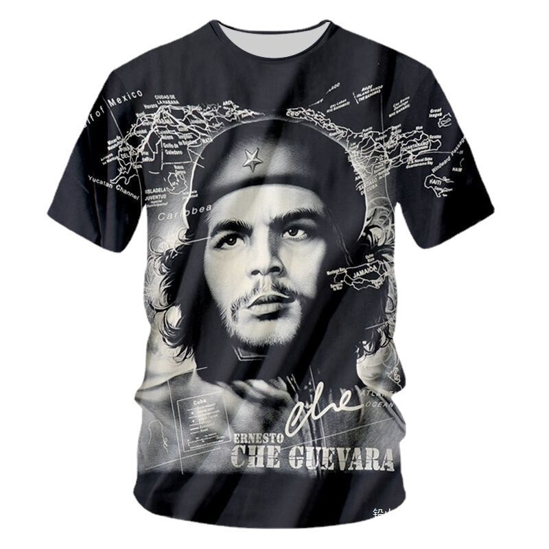 Cross-Border European and American New Style Casual Men's Short-Sleeve 3D Printed Che Guevara Character T-Shirt, One-Piece Dropshipping Cross-Border European and American New Style Casual Men's Short-Sleeve 3D Printed Che Guevara Character T-Shirt, One-Piece Dropshipping