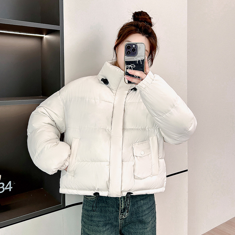 Ropa de algodón para mujeres 2024 invierno nueva ropa de algodón coreana collar corto suelto chaqueta de pan pequeño moda