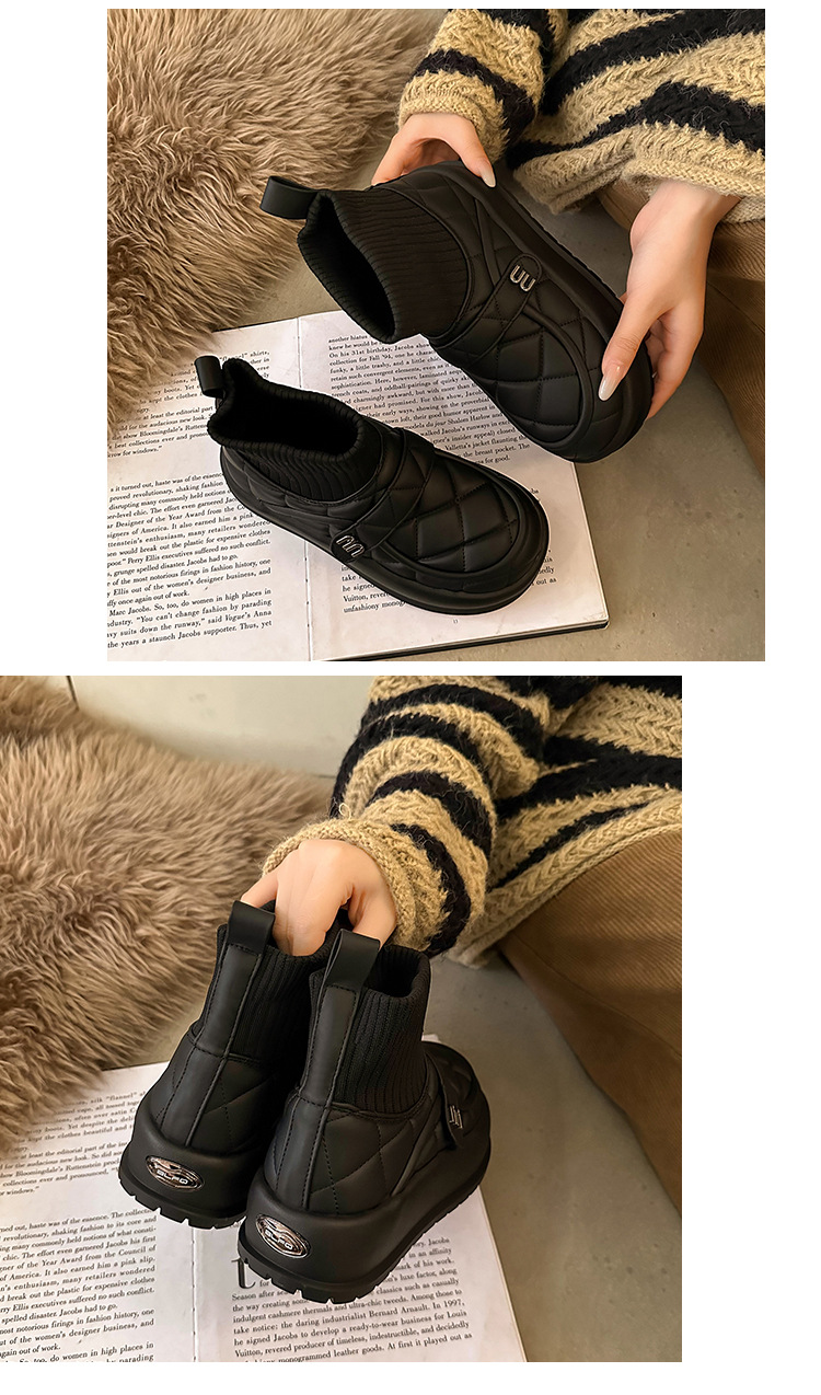 Warm Women's Velvet Ankle Boots With Thick Sole And Slip-on Style_voghion.com