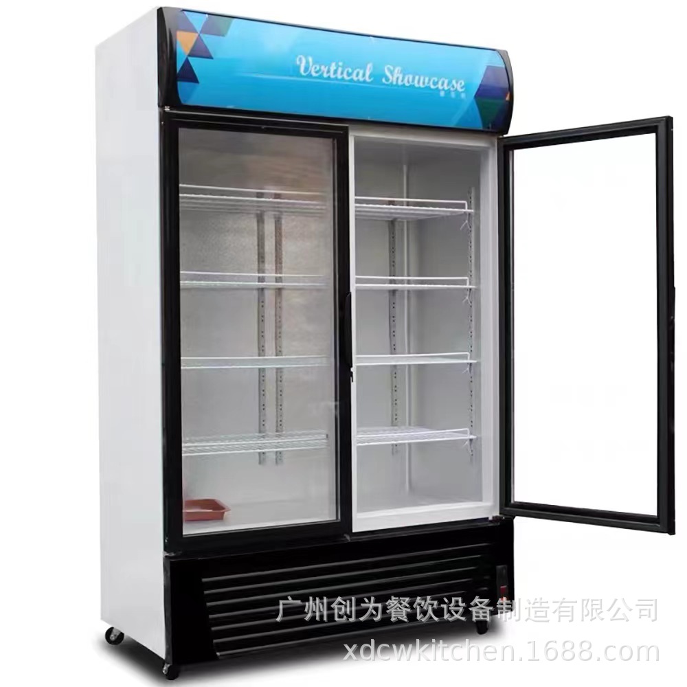 Gabinete de exhibición de bebidas gabinete de exhibición fresco refrigerado congelador vertical refrigerador comercial tienda de conveniencia doble puerta gabinete de exhibición de Bebidas frías