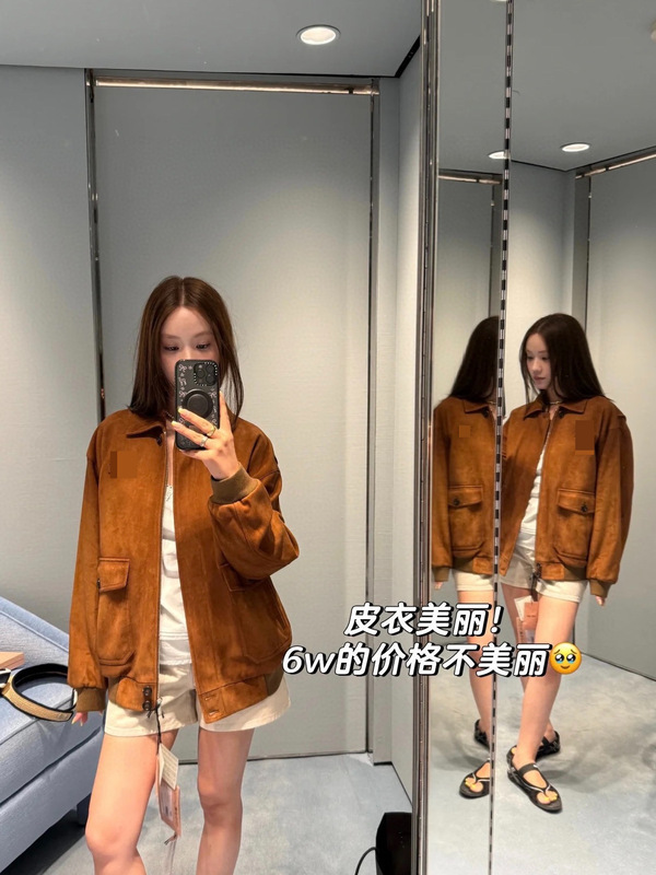 南油外贸女装2025早秋新款麂皮绒短款羊皮夹克女美式复古宽松外套|undefined
