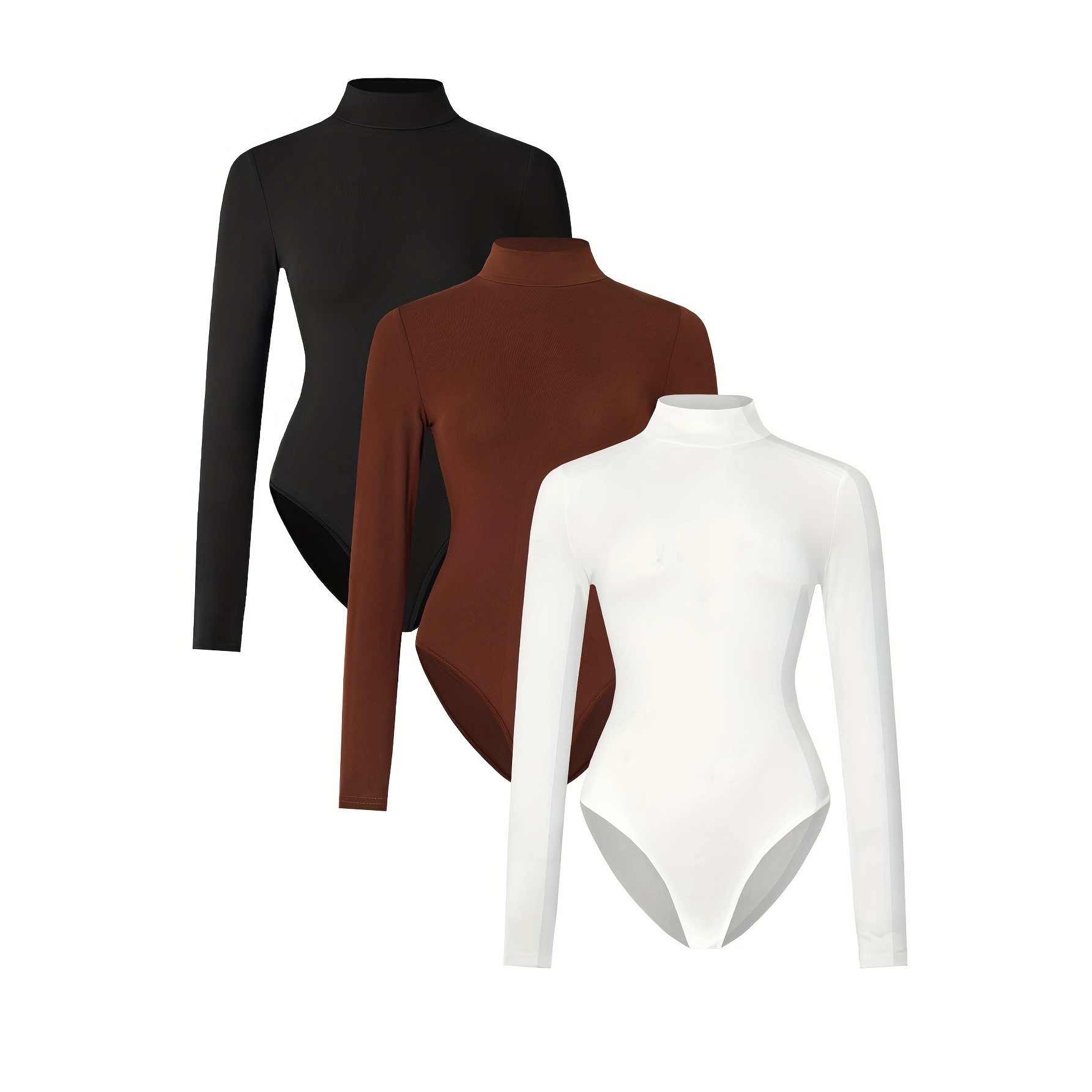 N 32314 Slim turtleneck bodysuit, slim-fit round neck bodysuit base layer
