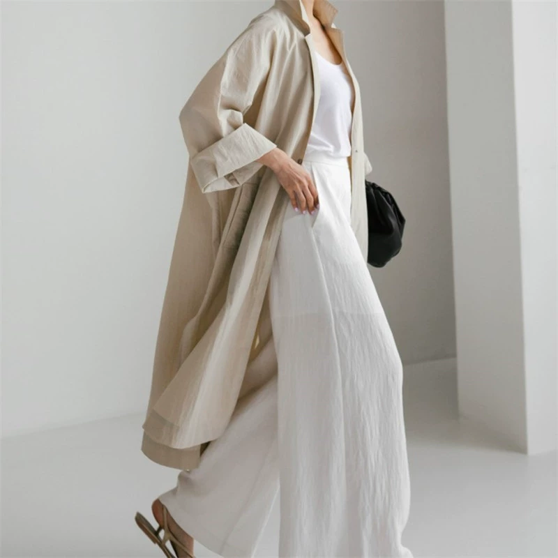 "Autumn long-sleeve, cardigan, jacket for leisure, oversize, cotton and linen"
