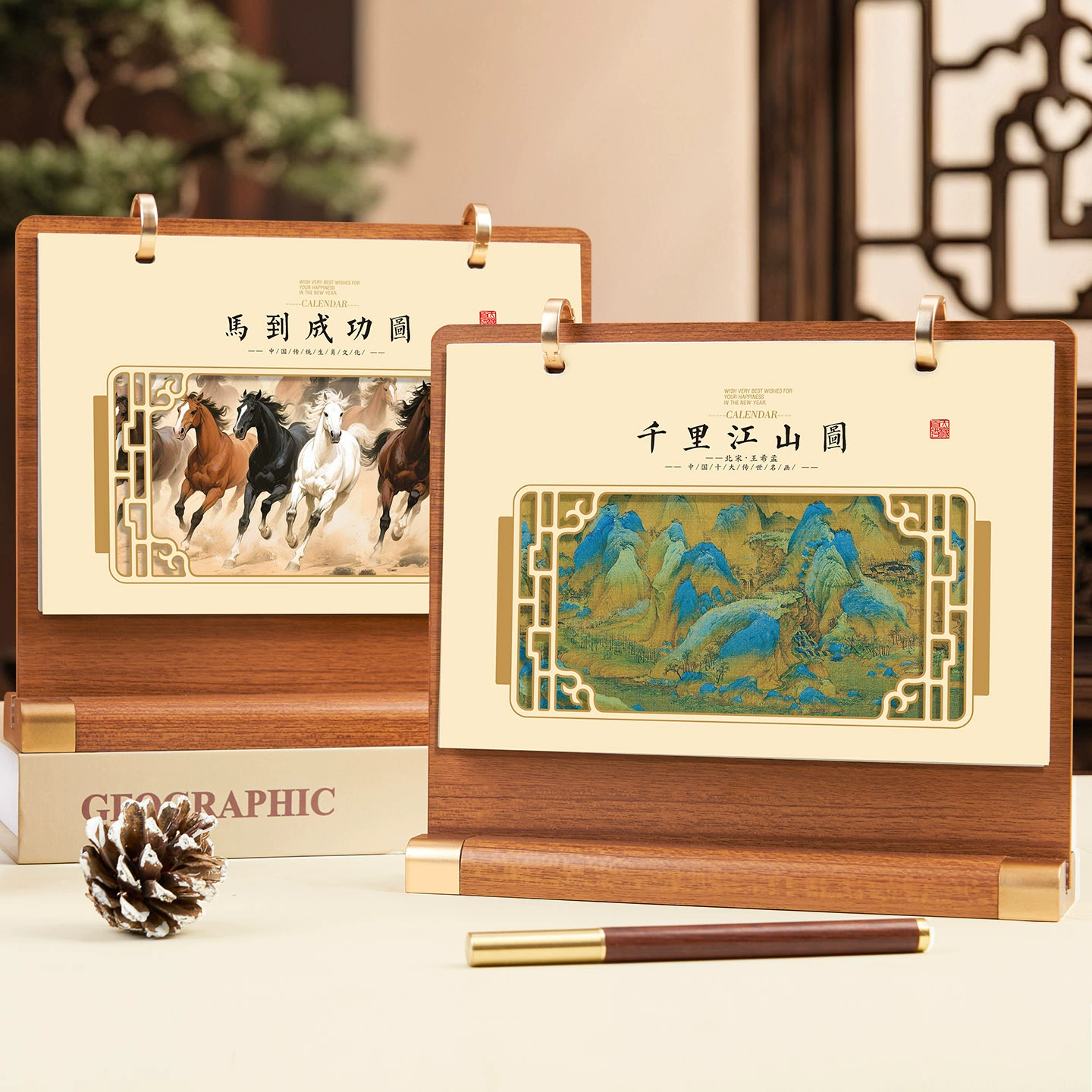 2025 новый настольный календарь из массива дерева для офиса, корпоративный подарок, специальная серия, персонализированный календарь для клиентов