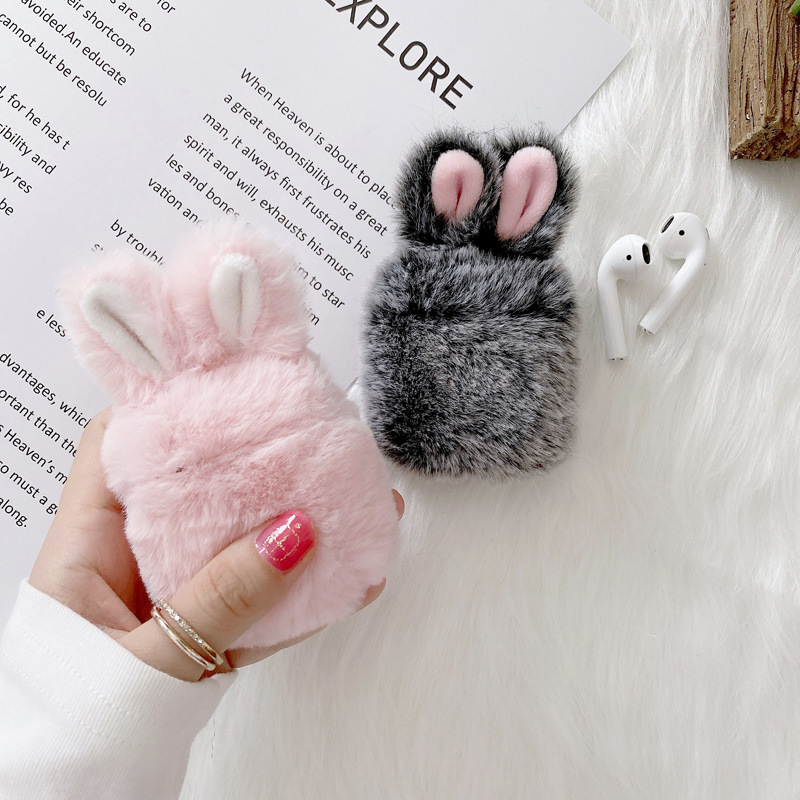 Plush Rabbit Ears AirPods Pro Headphone Cover for Apple 2/3/4 Generation Bluetooth Protective Cover Creative Drop-resistant