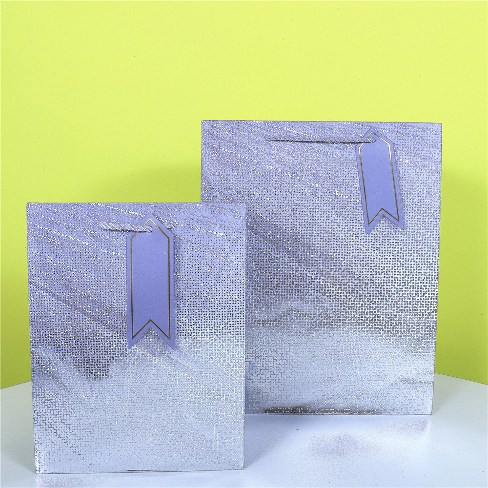 白卡礼品纸袋子现货烫银购物手提袋带吊牌礼物袋纯色礼袋特种纸