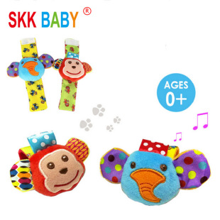 Skkbaby Baby Watch with Wrist Rattle Toy Early Education Toy Baby Soothing with Ring Paper Socks Toy