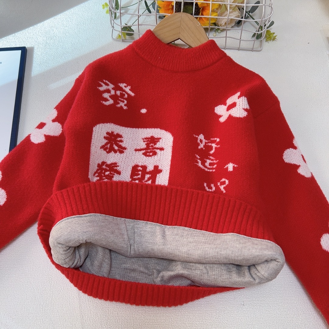 Children's red winter keep warm sweater for boys