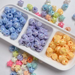 奶油马卡龙五角星uv镀彩直孔串珠diy手机链钥匙扣散珠子饰品配件