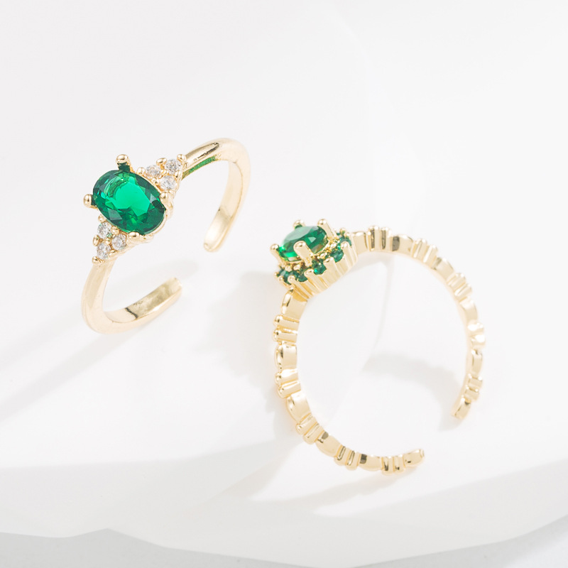 Retro Geometric Copper Open Ring Zircon Copper Rings