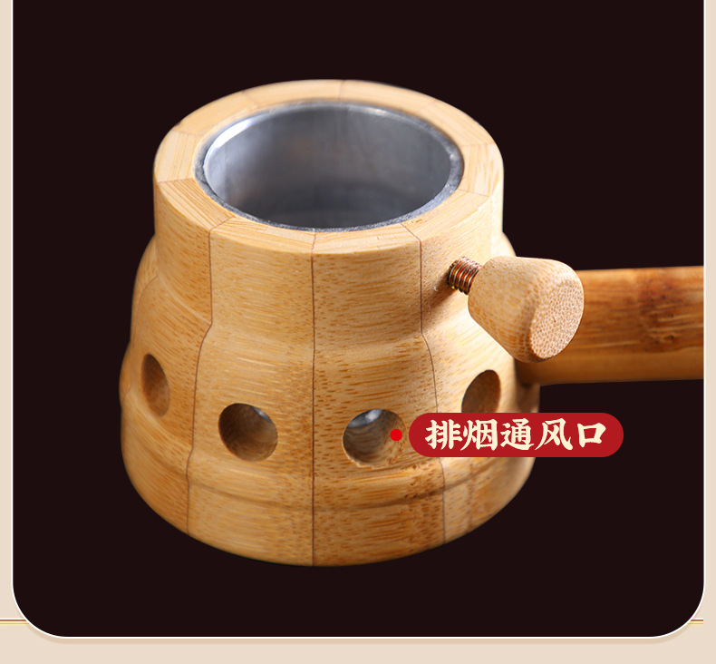 Bian Stone Handheld Moxibustion Box Portable Bamboo Moxa Warmer with 4cm Moxa Sticks for Home Wellness specifications