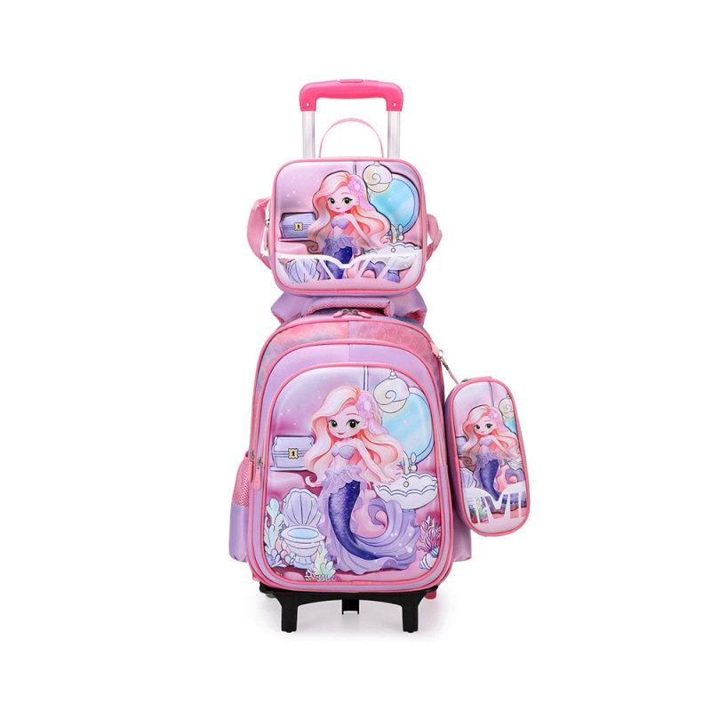schoolbag para estudiantes de la escuela primaria, tres piezas, mochila de 3 ~ 6 grados, mochila de carrito, mochila transfronteriza