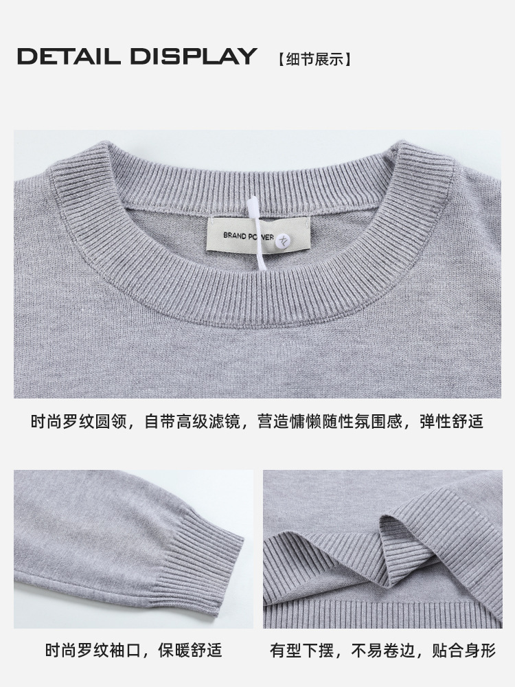 Transfronterizo hombre otoño invierno alta sensación suéter de cuello redondo para hombre cálido ocio perezoso chaqueta de punto camisa de fondo para hombre