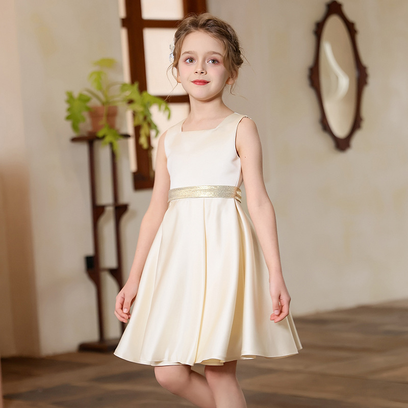 Vestido para niños nuevo vestido de princesa de estilo occidental vestido sin mangas presentador de piano espectáculo de pasarela vestido de cumpleaños