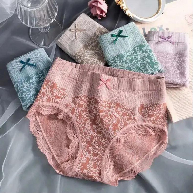 Graphene Women's Underwear High Waist Postpartum Tummy Control Butt Lift Large Size Briefs Mid Waist Body Shaping Lace Underwear Women