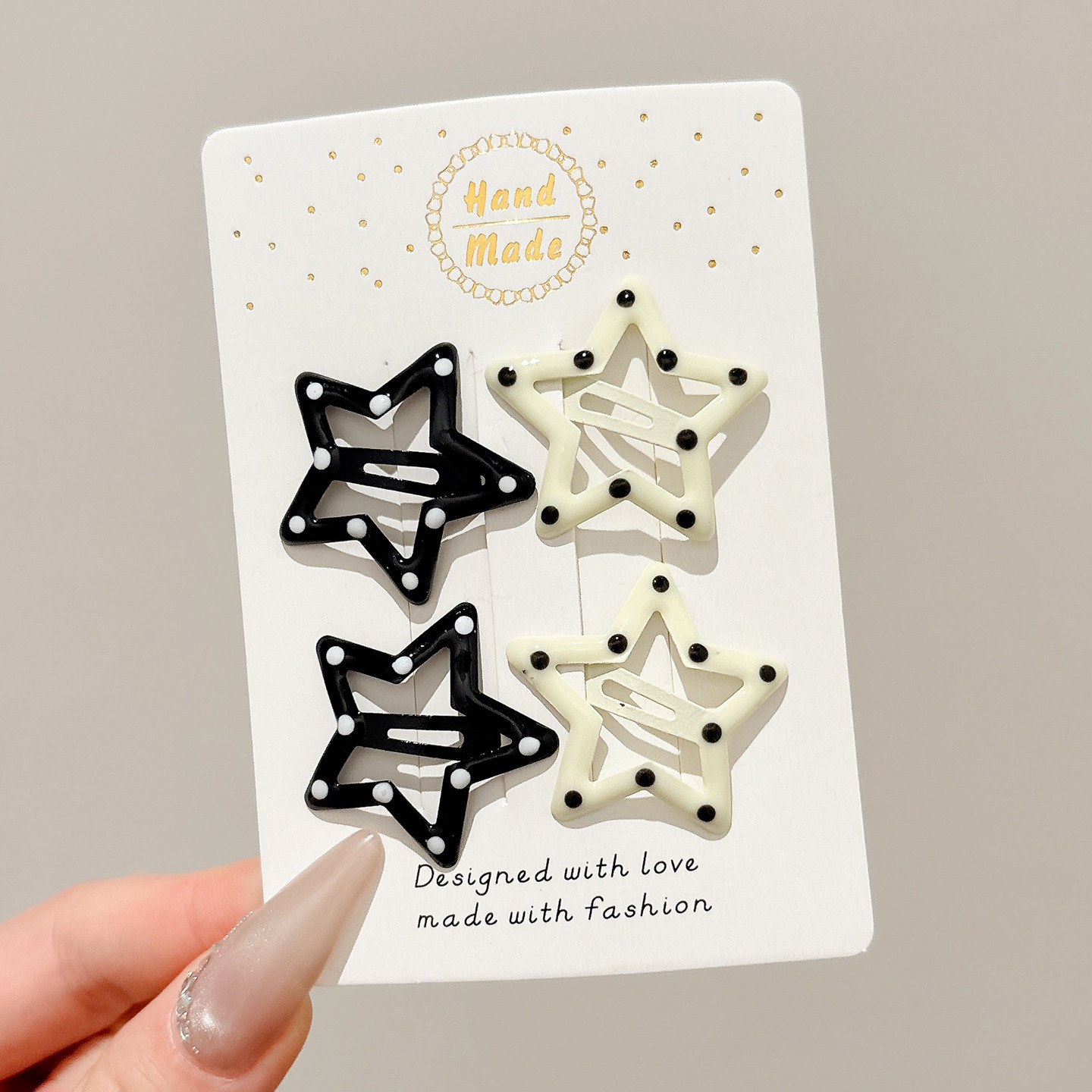 6#흑백 도트 오각별 - 3cm