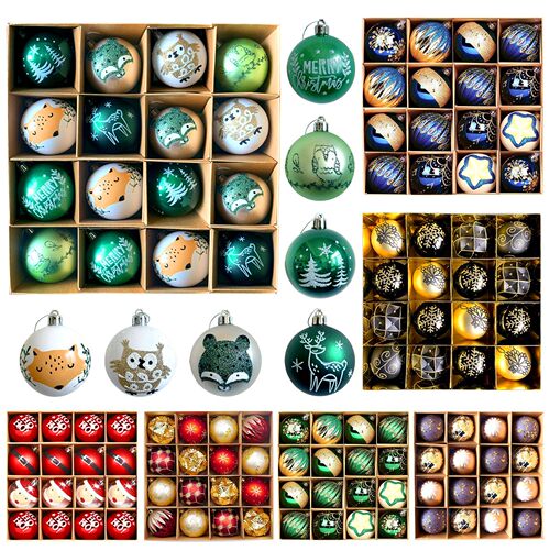Amazon New Christmas Tree Decoration Gift Cartoon Fox Peacock Plated Plastic Painted Christmas Ball Hanging Ornament