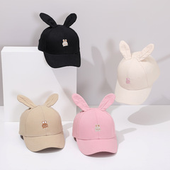 1-3 years old girls cute long ears rabbit baseball cap 2024 spring new children duck bill hat outdoor hat