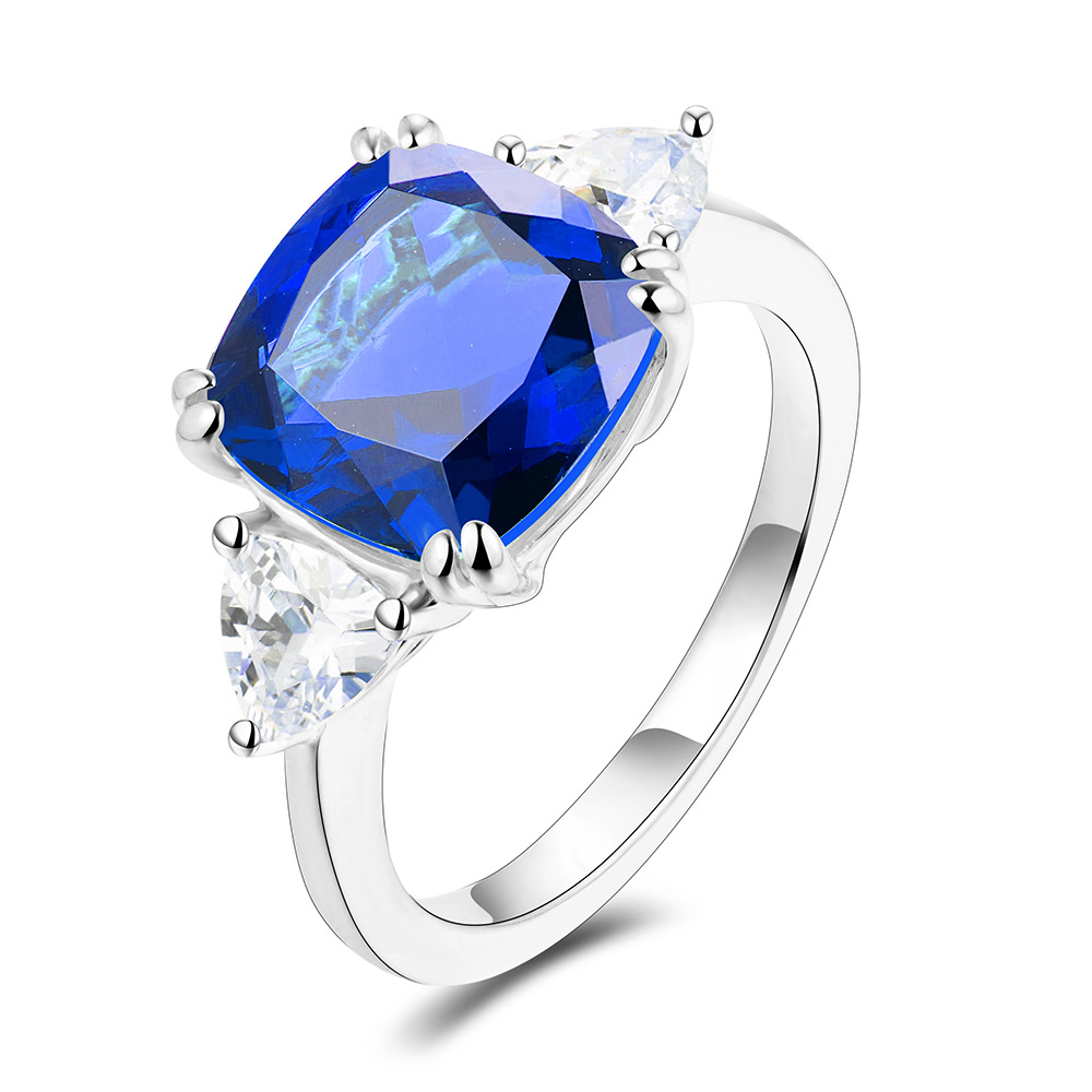 Sterling Silver Simple Style Classic Style Inlay Solid Color Lab-grown Gemstone Rings display picture 3
