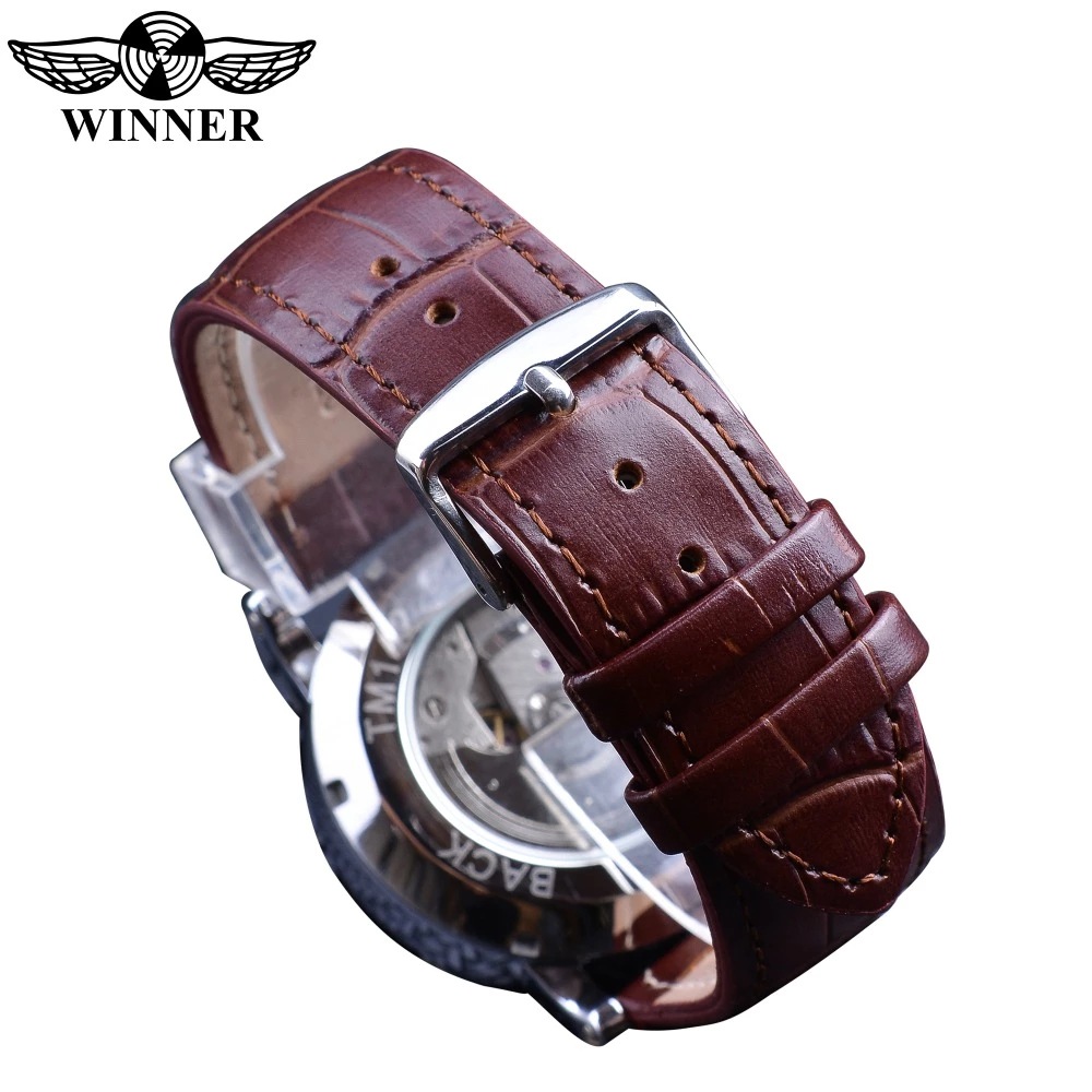 Reloj de moda minimalista para hombres, reloj mecánico automático, esfera de números romanos, reloj de correa de negocios