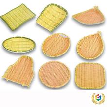 ♤饭店菜盘复古火锅大盘子创意竹编好看圆形盘烧烤盘海鲜店密胺餐