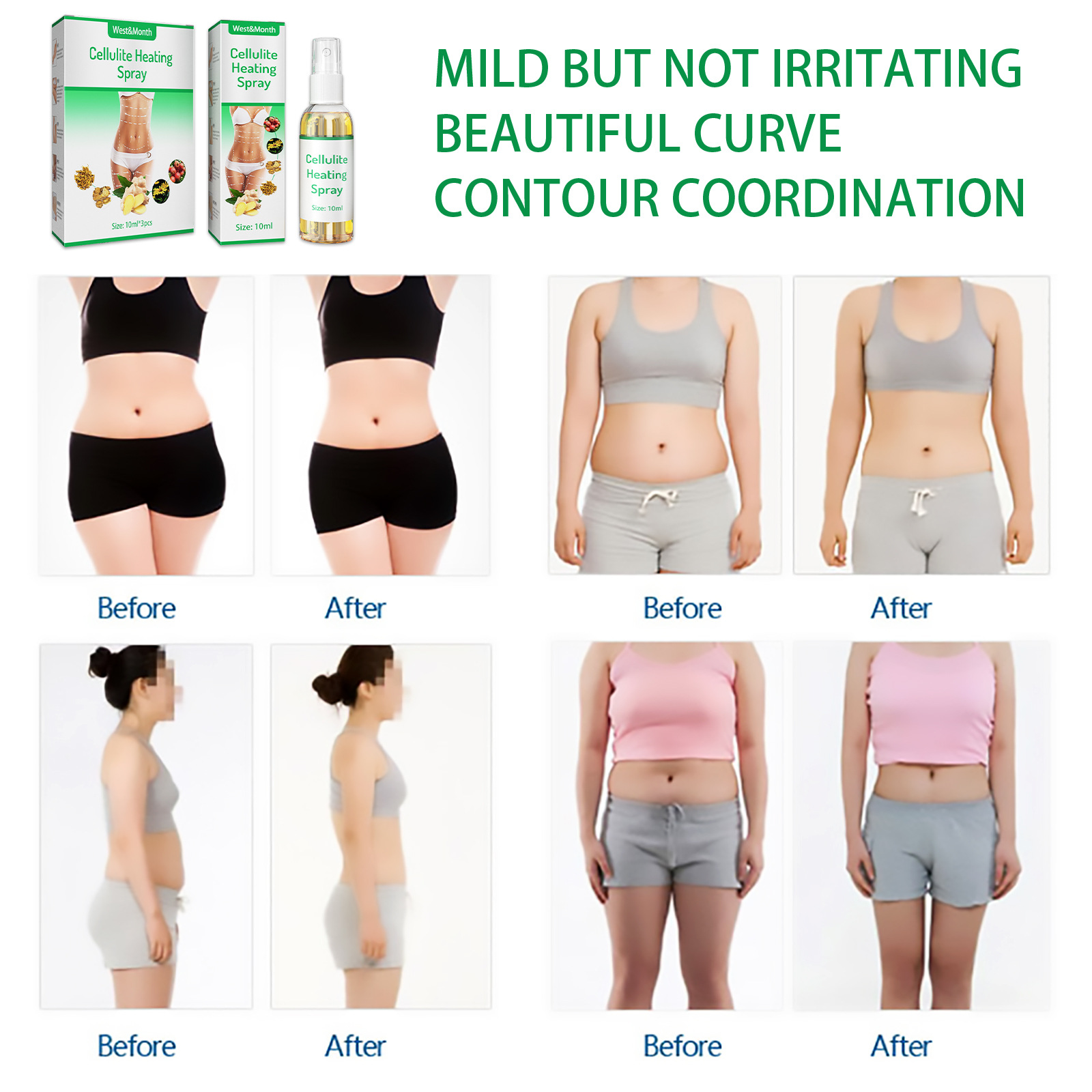 West&Month Body Thigh Muscle Less Big Belly Shaping spray Beauty Slimming essence_voghion.com