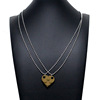 Accessory, constructor, double-layer necklace, round beads heart-shaped, pendant, sweater, European style