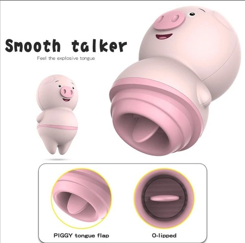 LILO Tongue Licking Piggy: Variable-Speed Vibrating Tongue-Sucking Dildo Masturbation Device — Adult Erotic Sex Toy