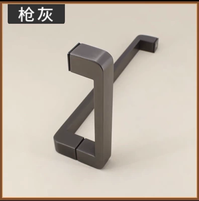 door, square handle, shower room | Portal Wrist - l-shaped-hole-spacing-425225-one-set-gunmetal-gray-brushed-fingerprint-free-extra-thick-genuine-high-quality-handle