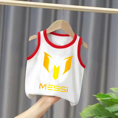 足球明星 MESSI 梅西跨境亚马逊热销童装中大童无袖背心夏季新款