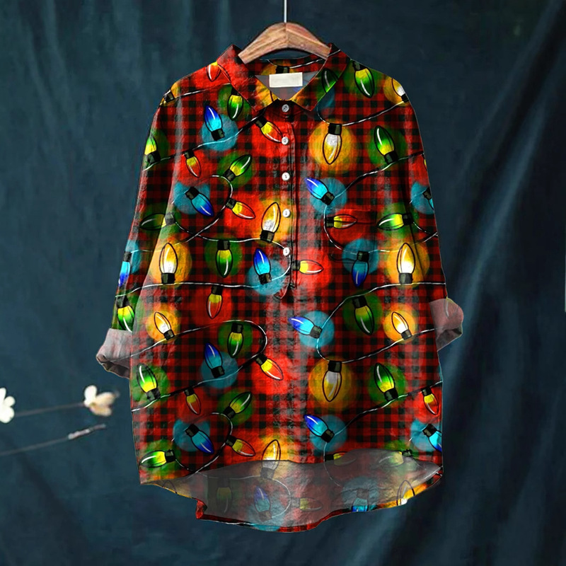 Cross-border Christmas jacket lapel shirt jacket summer thin loose high sense shirt women order wholesale