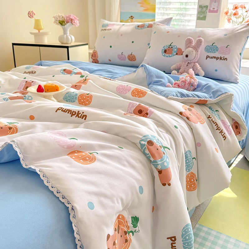 A級夏用ウォッシュドコットンサマーキルト、エアコン用掛け布団、寮用シングル、子供用薄型、洗濯機で洗えるキルト芯、抗菌