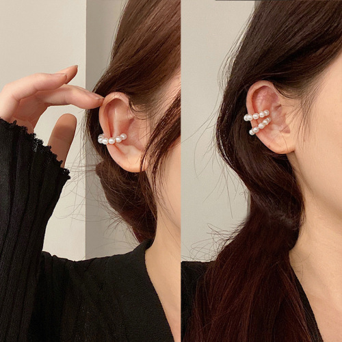 Pearl ear bone clip French style ear clip without piercing women's summer high-end ear bone ring temperament fashionable design earrings