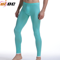 Men's four-season thin transparent ice silk long pants with elastic and fashionable inner drawers for young men and college students