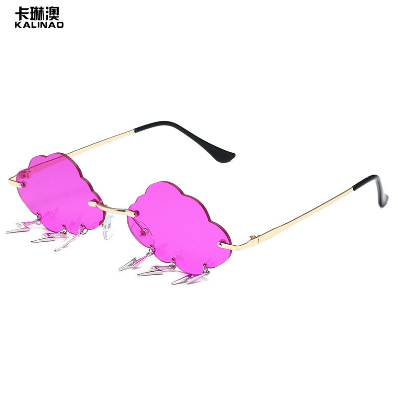 2021 Sunglasses European and American Fashion Cloud Lightning Irregular Sunglasses Personality Frameless Ball Party Sunglasses