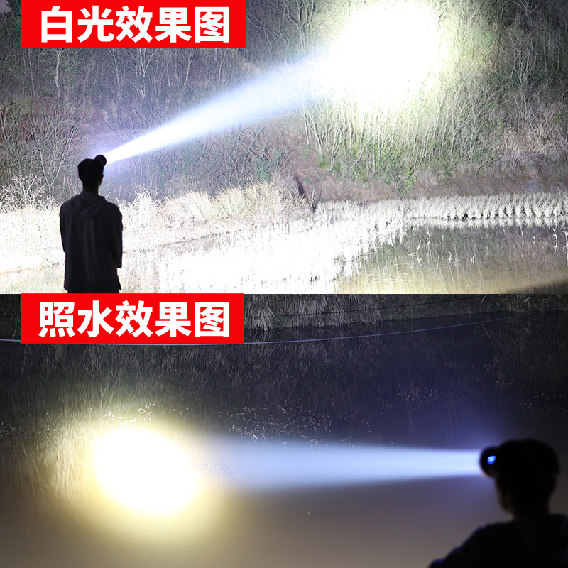 ✅激光炮强光头灯充电超亮远射头戴式照明电筒矿灯锂电超长续航户