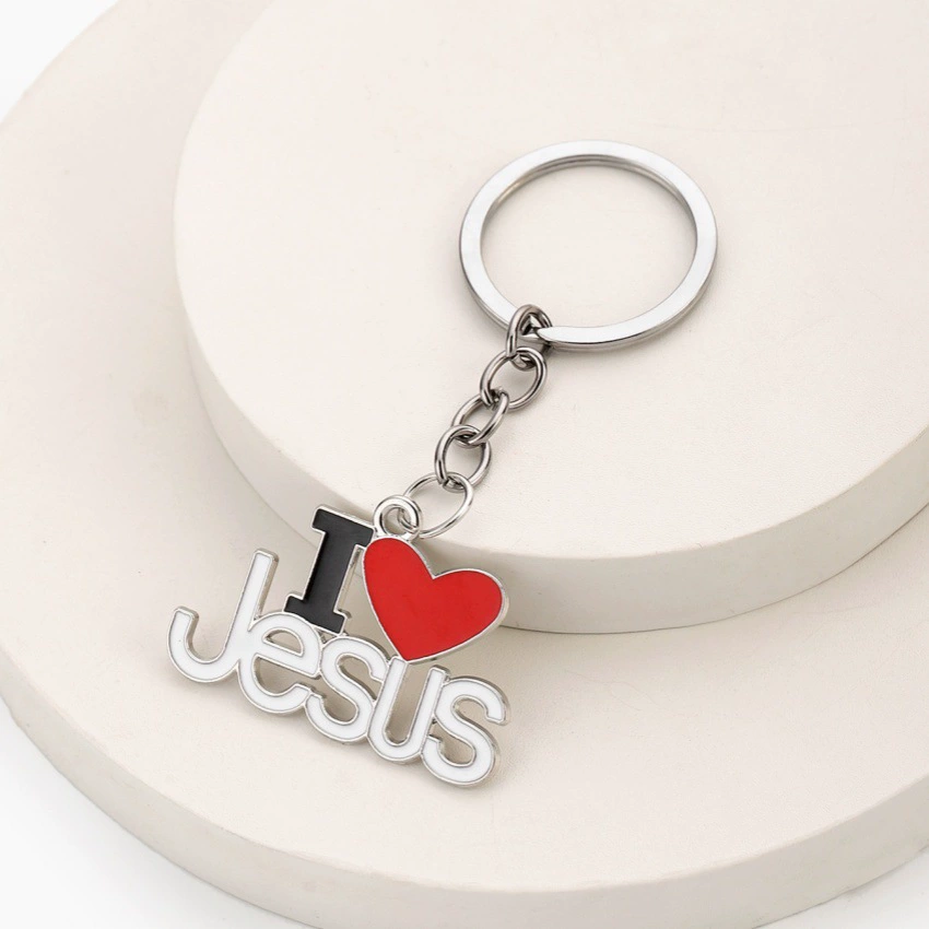 Брелок-подвеска I ♥ Jesus, сплав, 8,5×4 см, золото или серебро
