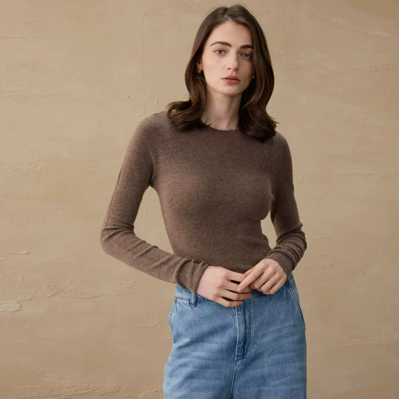 [Коллекция] Осенне-зимний кашемировый вязаный пуловер с длинными рукавами и круглым вырезом, шерстяной трикотаж для женщин