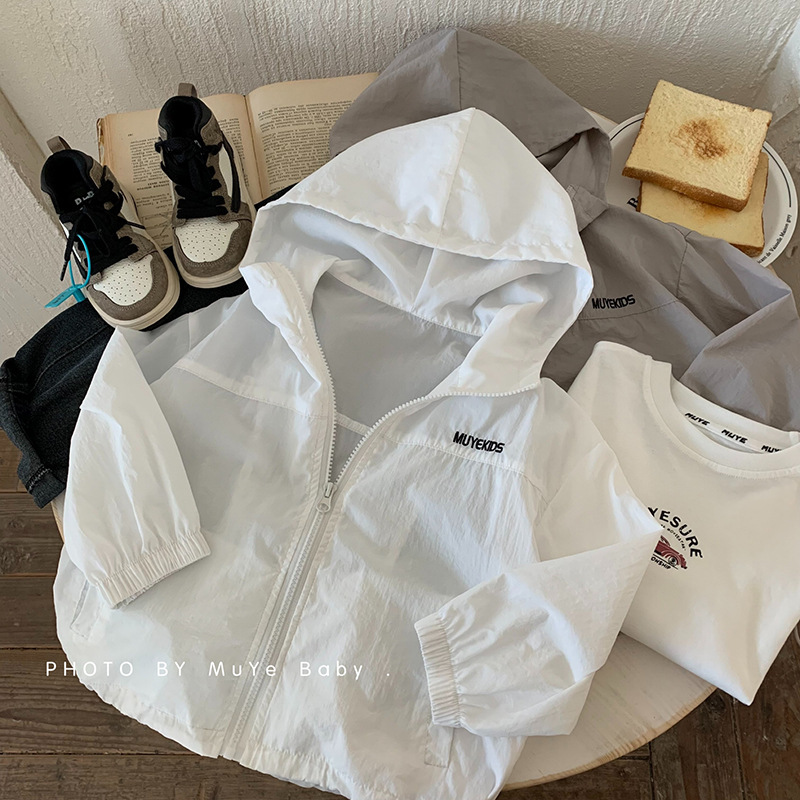 Muye Children's Summer Sun Protection Clothing Huzhou Zhili Children's Clothing Korean Style Hooded Jacket Unisex Lightweight Top