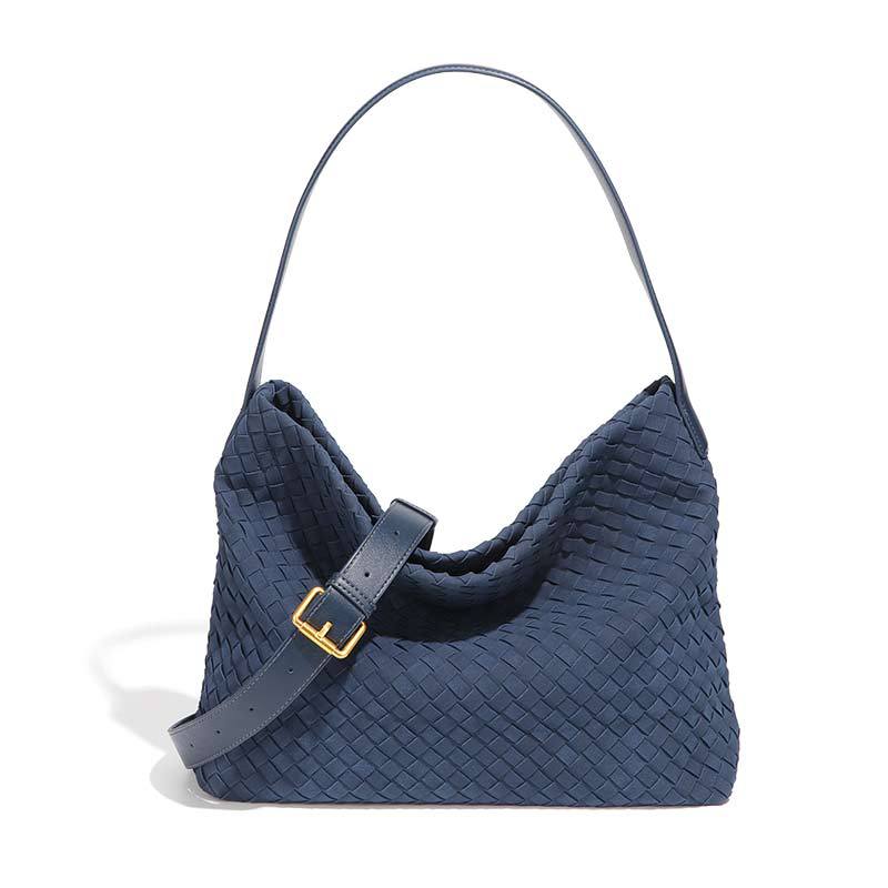 Luxury Large Capacity Women's Woven Bag - Shoulder Crossbody Underarm Bucket Bag Matte Suede Tote - Thumbnail 6