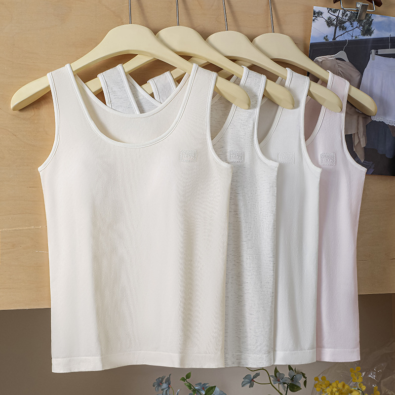 Three-Stage Base Vest for Girls' Development Period, Skin-Friendly and Comfortable Long Vest with Built-In Chest Pad, No Need to Wear Intimates