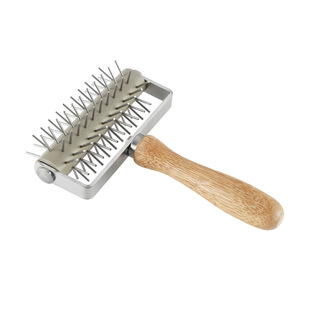 Stainless Steel Wooden Handle Roller Needle Pastry Needle Pizza Roller Needle Baking Tool (Small Amount Available for Wholesale)